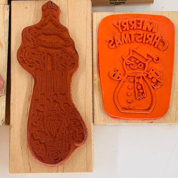Rubber Stamp Lot Of 20 Christmas  Snowman Tree Wisemen Stocking Angel Reindeer - Picture 7 of 16